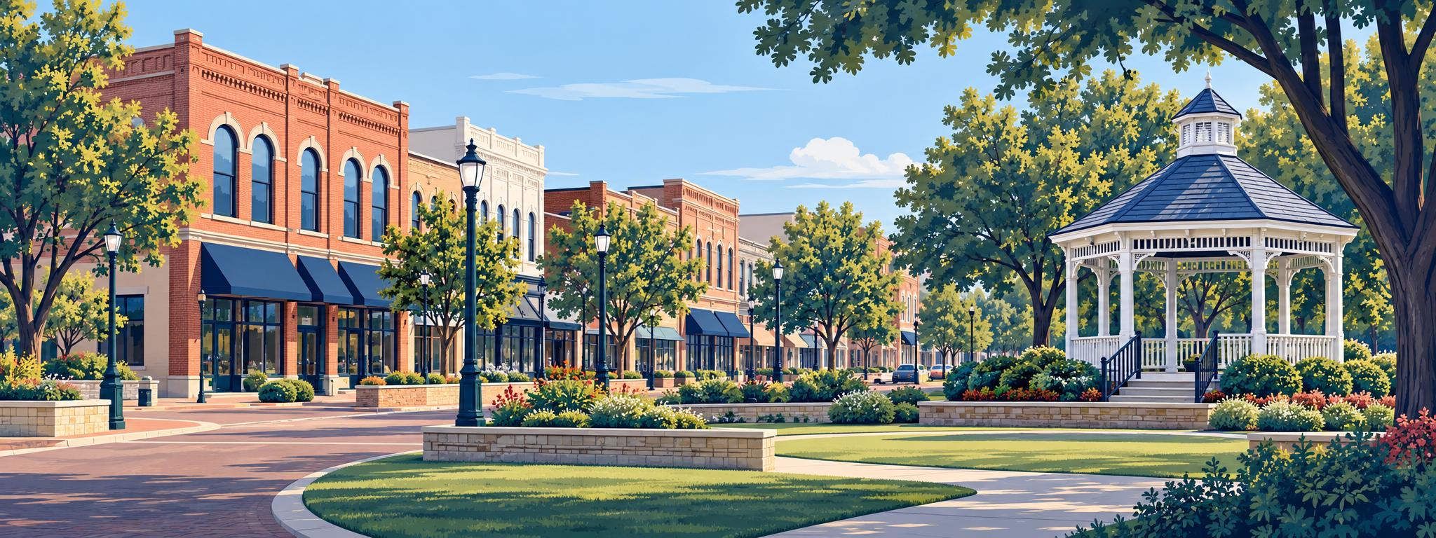 Illustrated Plano, Texas city scene