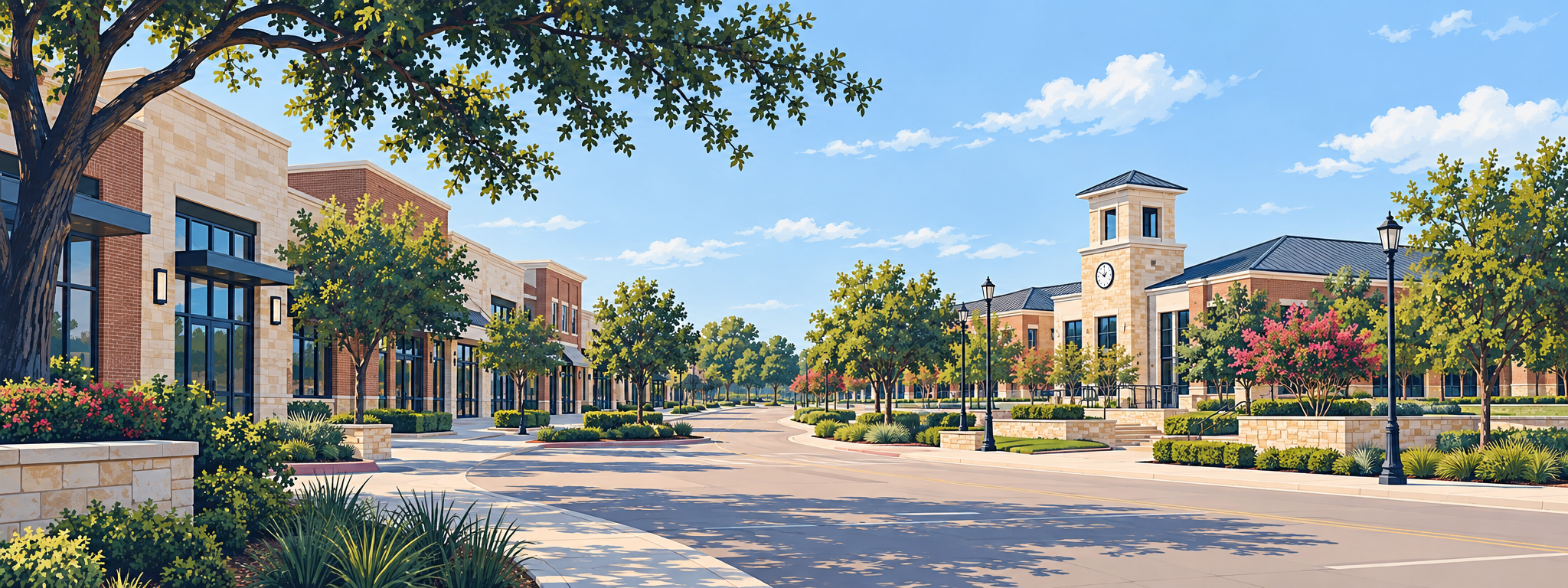 Illustrated Hurst, Texas city scene