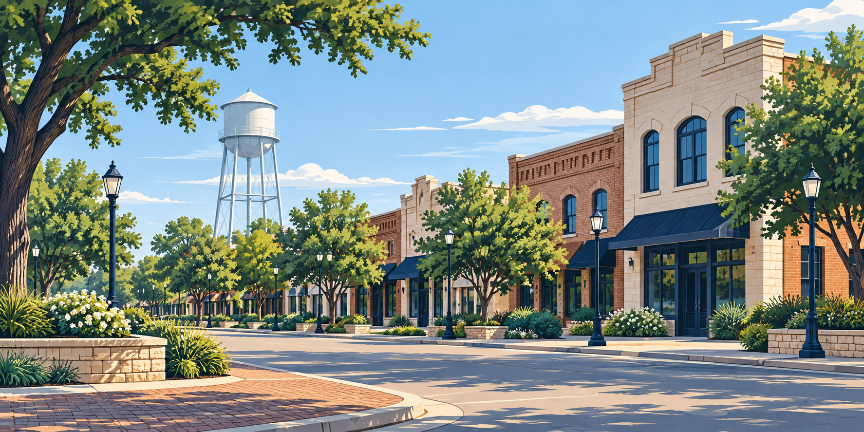 Illustrated Keller, Texas city scene