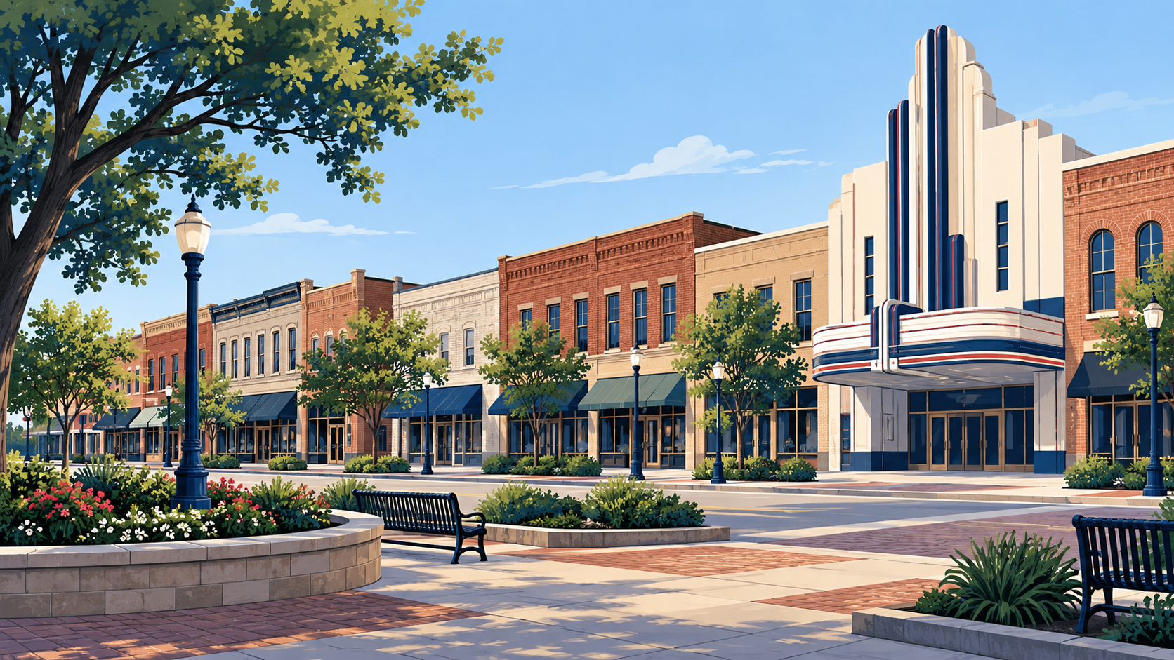 Illustrated Garland, Texas city scene