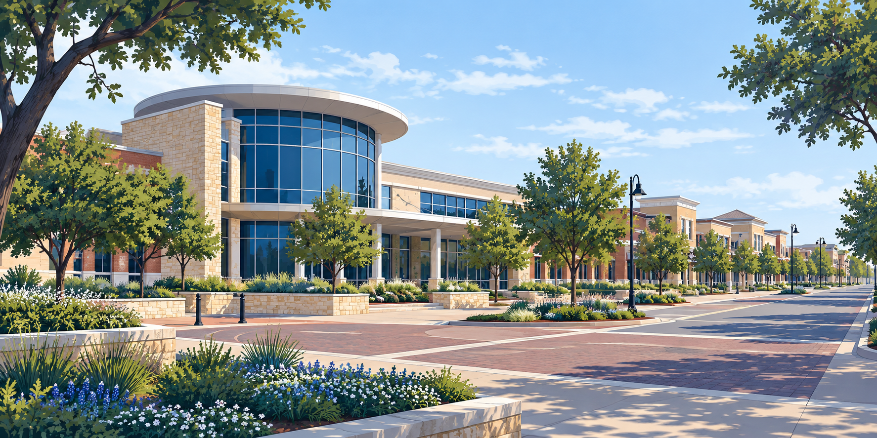 Illustrated North Richland Hills, Texas city scene