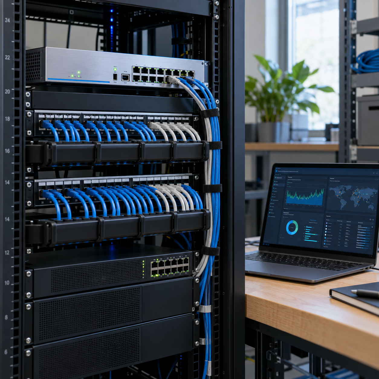 Managed network equipment and monitoring workspace