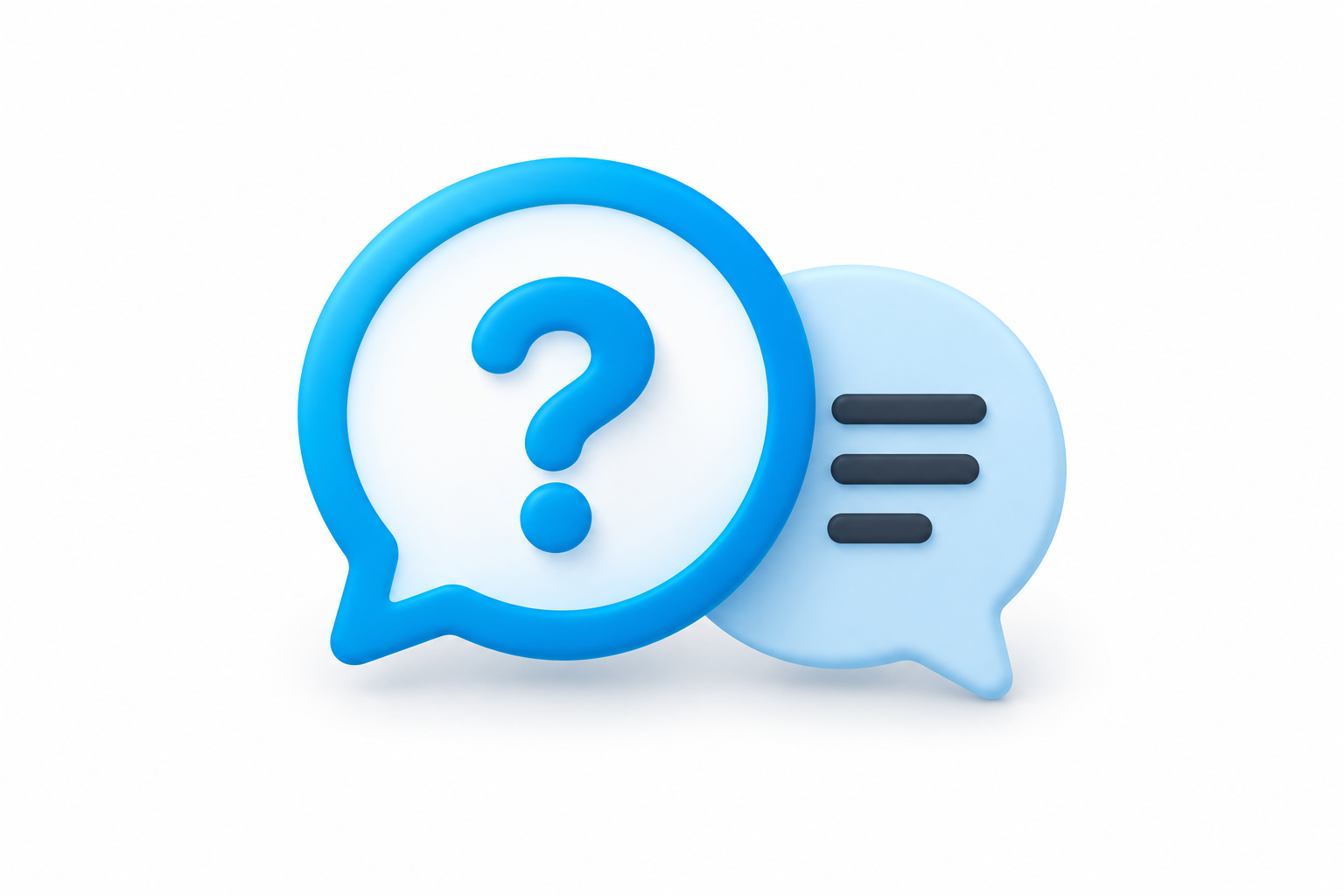 Blue speech bubbles with a question mark
