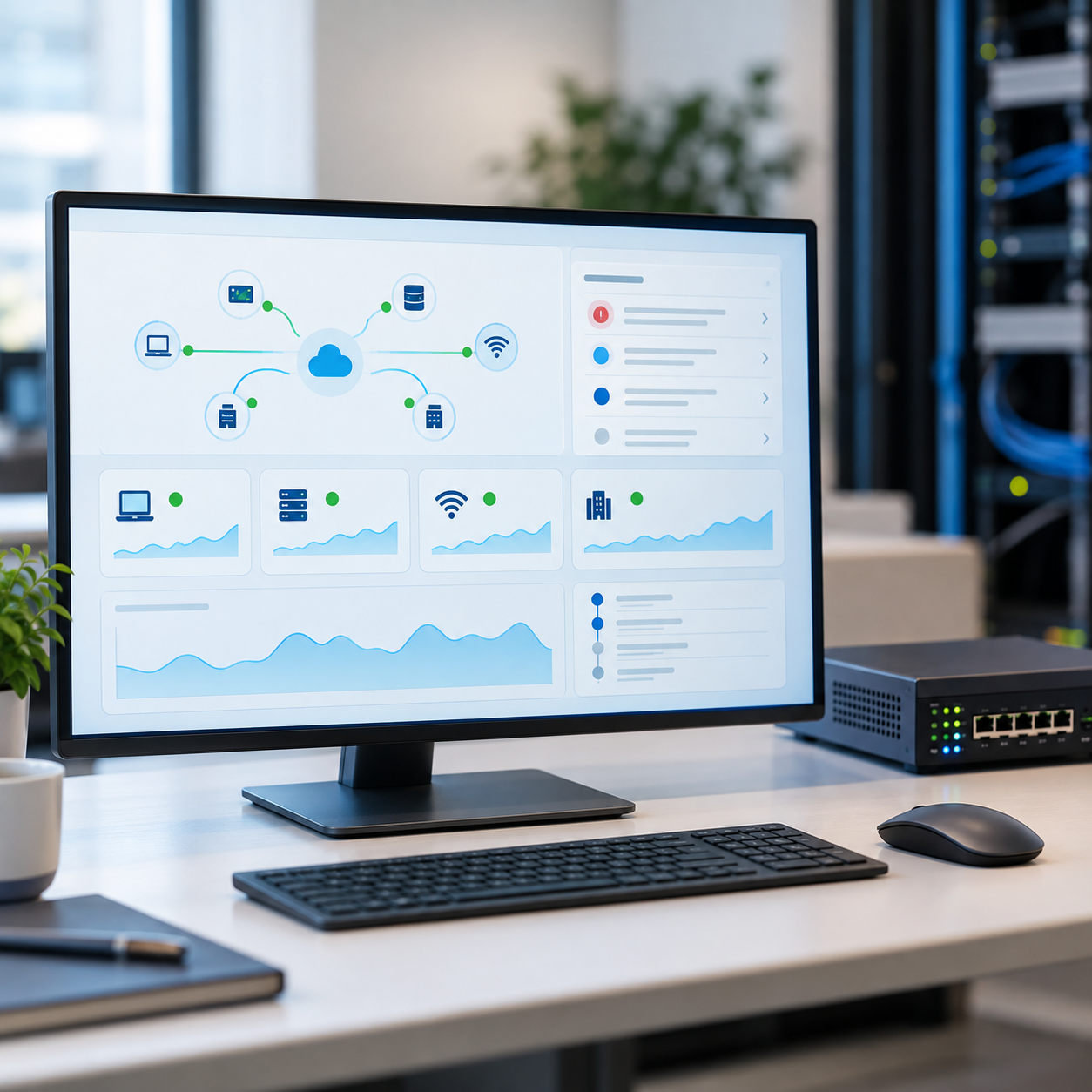 Network monitoring dashboard and incident support workflow