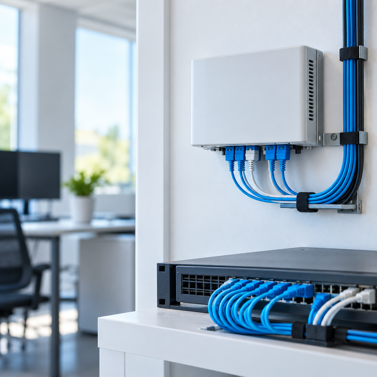Fiber service equipment in an office