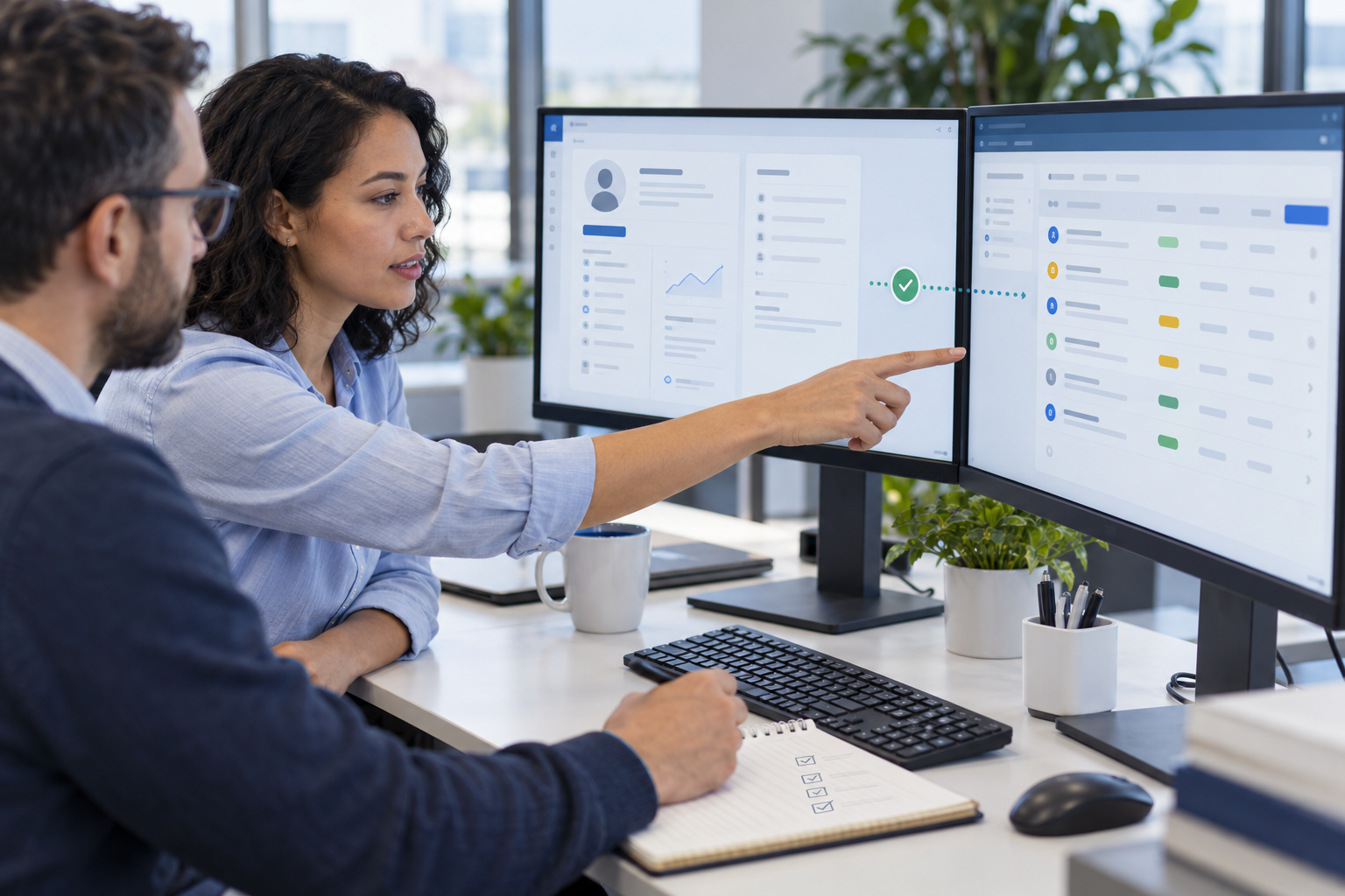 Team testing a customer record and task integration